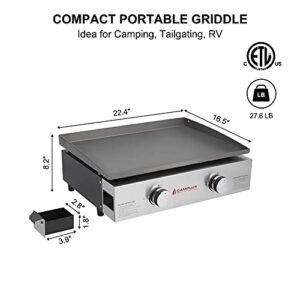 Flat Top Griddle Grill Station,Camplux Propane Gas Tabletop Griddle for Camping,Outdoor,Tailgating,Kitchen-BBQ Grill with Knobs & Ignition,22 inch
