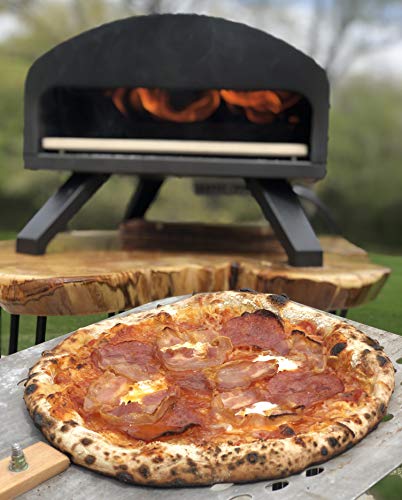 Bertello Outdoor Pizza Oven Black + Pizza Peel Combo. Outdoor Wood Fired Pizza Oven and Portable Pizza Oven