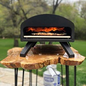 Bertello Outdoor Pizza Oven Black + Pizza Peel Combo. Outdoor Wood Fired Pizza Oven and Portable Pizza Oven