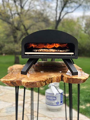 Bertello Outdoor Pizza Oven Black + Pizza Peel Combo. Outdoor Wood Fired Pizza Oven and Portable Pizza Oven