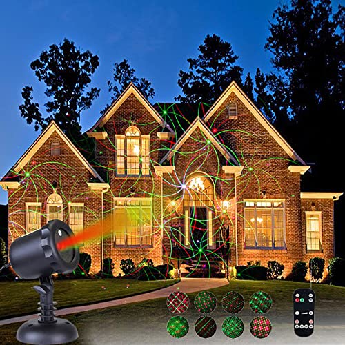 Motion 8 Patterns in 1, Outdoor Indoor Garden Laser Lights, Projector Laser Lighting Show, Waterproof, Landscape Lighting Ornament Decoration for Christmas, Holidays and Parties