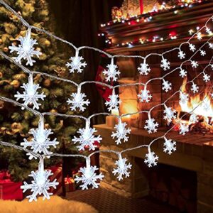 auxiwa christmas decorations lights 100 led snowflake waterproof white string light for indoor outdoor xmas small room bedroom office bulk patio yard holiday new year party decor