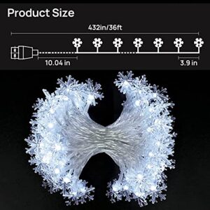 Auxiwa Christmas Decorations Lights 100 LED Snowflake Waterproof White String Light for Indoor Outdoor Xmas Small Room Bedroom Office Bulk Patio Yard Holiday New Year Party Decor