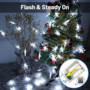 Auxiwa Christmas Decorations Lights 100 LED Snowflake Waterproof White String Light for Indoor Outdoor Xmas Small Room Bedroom Office Bulk Patio Yard Holiday New Year Party Decor