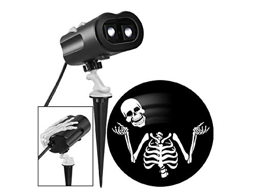 Halloween White Grimmotion Skeleton with Moving Head Lightshow Projection