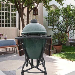 KAMaster Newly Grill Nest Rolling Cart with Handler + Foot Putter for Large Big Green Egg Stand with Heavy Duty Locking Caster Wheels Powder Coated Steel Rolling Nest Big Green Egg Smoker Accessories