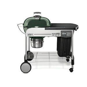 weber performer deluxe charcoal grill, 22-inch, touch-n-go gas ignition system, green