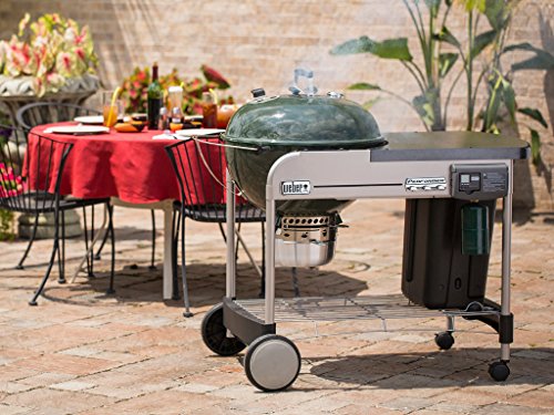 Weber Performer Deluxe Charcoal Grill, 22-Inch, Touch-N-Go Gas Ignition System, Green