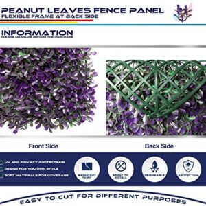 Windscreen4less Artificial Plant Leaves Faux Ivy Leaf Decorative Wall Fence Screen 20'' x 20" Purple Peanut Leaves 12 Pcs