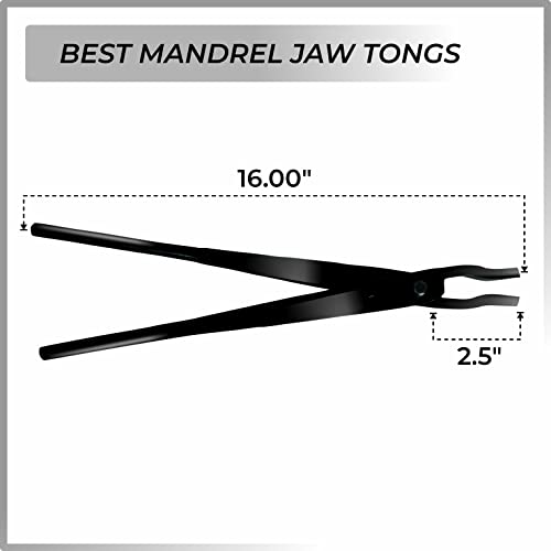 Simond Store 16" Mandrel Jaw Blacksmith Tongs - Forging Tools and Equipment for Beginner and Professional, Bladesmith, Blacksmith, Farrier - Forging Tongs for Knife Making