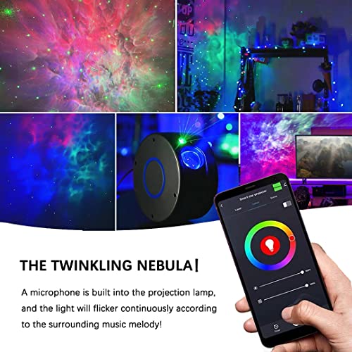 Starry Sky Projector Flash accompany The Rhythm of Music, Galaxy Projector,APP Control Nebula LED Star Light Projector for Bedroom Home Ceiling Decor Party