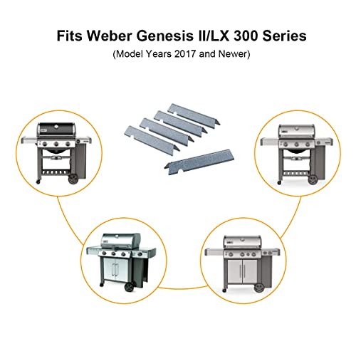 17" Flavorizer Bars Replacement for Weber Genesis II/LX 300 Series II E-310, II E-330, II E-335, II S-335, II LX S/E-340, (2017 and Newer) Gas Grills, 66032/66795 Porcelain Enameled Flavor Bars