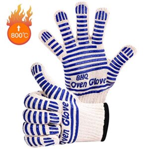 CZSYZCZS Extreme Heat Resistant Oven Gloves -Oven Mitt Hand Protection from Air Fryer Cooking Gloves for BBQ Grilling Baking Cutting Welding Smoker Fireplace Party Present Christmas Use (Blue)
