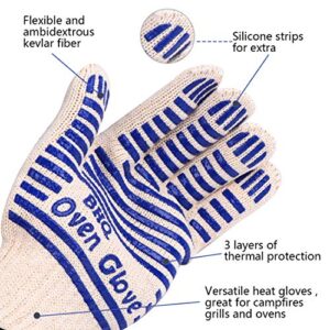 CZSYZCZS Extreme Heat Resistant Oven Gloves -Oven Mitt Hand Protection from Air Fryer Cooking Gloves for BBQ Grilling Baking Cutting Welding Smoker Fireplace Party Present Christmas Use (Blue)