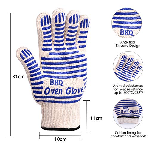 CZSYZCZS Extreme Heat Resistant Oven Gloves -Oven Mitt Hand Protection from Air Fryer Cooking Gloves for BBQ Grilling Baking Cutting Welding Smoker Fireplace Party Present Christmas Use (Blue)