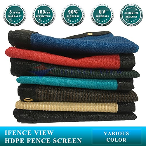 Ifenceview 3'x3' to 3'x50' Turquoise Green Shade Cloth Fence Privacy Screen Fence Cover Mesh Net for Construction Site Yard Driveway Garden Pergola Gazebos Canopy Awning 165 GSM UV Protection (3'x5')