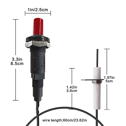 MENSI Piezo igniter with Spark Ignition Electrode 200 Degree Resistance Wire 1 Meter Long Set of 2