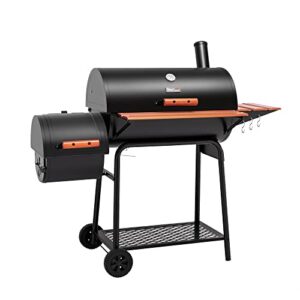 royal gourmet cc1830w 30 barrel charcoal grill with side table, 627 square inches, outdoor backyard, patio and parties, black