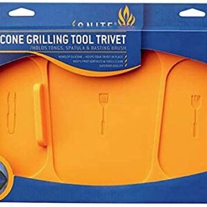 Ignite Silicone Grilling Trivet is a 100% Nonslip Silicone Tool That Holds Tongs, Spatula & BASTING Brush preventing Them from Contamination on The grill's Surface and Also Keeps Your Grill Clean.