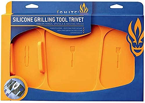 Ignite Silicone Grilling Trivet is a 100% Nonslip Silicone Tool That Holds Tongs, Spatula & BASTING Brush preventing Them from Contamination on The grill's Surface and Also Keeps Your Grill Clean.