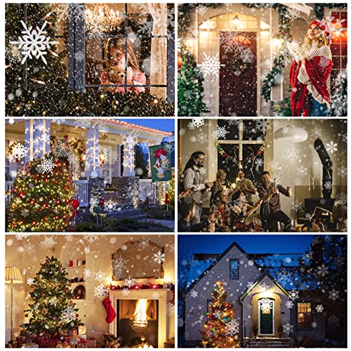 Vivastate Christmas Snowflake Projector Lights with Remote Control, LED Indoor Outdoor Waterproof Snowfall Projection Lamp for Christmas Xmas Holiday Party Home Decoration