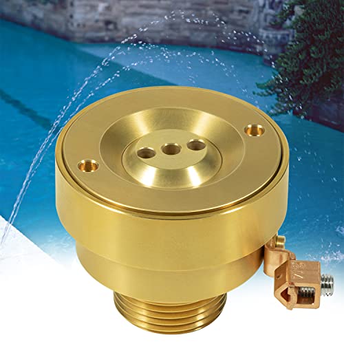 Hihitomorrow 3 Hole Pool Brass Deck Jet Nozzle with Ground Lug for Swimming Pool Spa Fountain Water Hole Pump, Triple Streams Jet Nozzle