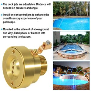 Hihitomorrow 3 Hole Pool Brass Deck Jet Nozzle with Ground Lug for Swimming Pool Spa Fountain Water Hole Pump, Triple Streams Jet Nozzle