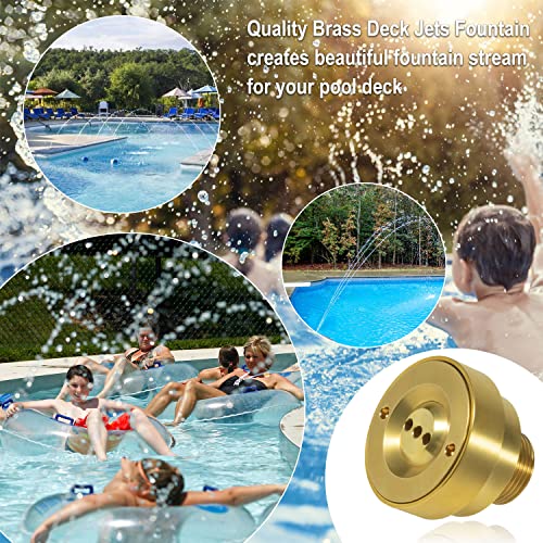 Hihitomorrow 3 Hole Pool Brass Deck Jet Nozzle with Ground Lug for Swimming Pool Spa Fountain Water Hole Pump, Triple Streams Jet Nozzle