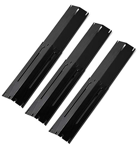 DELSbbq Universal Adjustable Grill Heat Plate Replacement for Gas Grill, Porcelain Steel Heat Plate Shield, Flavorizer Bar, Extends from 11.75" up to 21" L (Pack of 3)