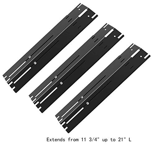 DELSbbq Universal Adjustable Grill Heat Plate Replacement for Gas Grill, Porcelain Steel Heat Plate Shield, Flavorizer Bar, Extends from 11.75" up to 21" L (Pack of 3)