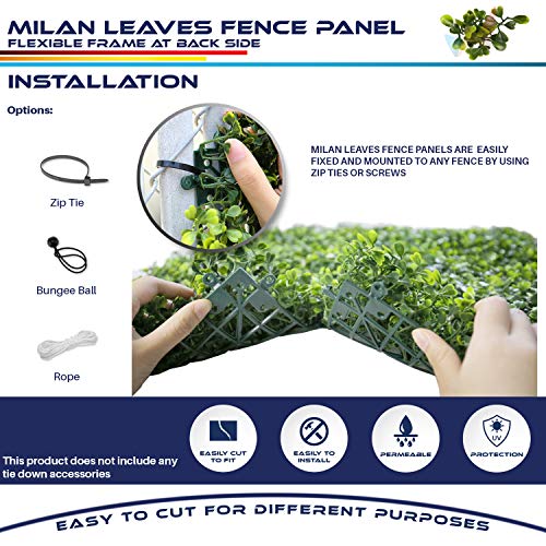 Windscreen4less Artificial Faux Ivy Leaf Decorative Fence Screen 20'' x 20" Boxwood/Milan Leaves Fence Patio Panel 1 Pcs