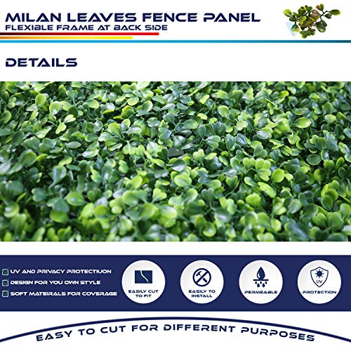 Windscreen4less Artificial Faux Ivy Leaf Decorative Fence Screen 20'' x 20" Boxwood/Milan Leaves Fence Patio Panel 1 Pcs