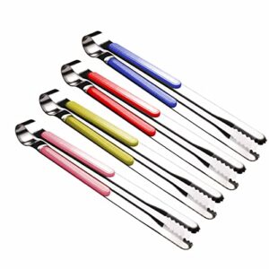 4Pcs Stainless Steel Kitchen Tongs, Serving Tongs for Cooking, 10" Metal Food Tongs with Non-Slip Comfort Grip, Non-Stick Cooking Tongs High Heat Resistant BBQ Tongs Grill Tongs for Barbecue Grilling…