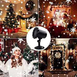 Christmas snowflake projection night light, waterproof rotating LED dynamic snow effect spotlight suitable for bedroom/landscape decoration/new year party's indoor and outdoor snowfall projection lamp