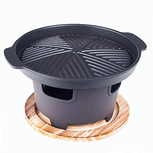 Happy Sales HSHG-ALMCNR, Japanese 7"D Tabletop Portable Grill Hibachi Grill Konro Yakiniku Grill, Nonstick Die-Cast Aluminum