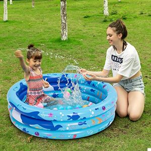 34'' Dinosaur & Ocean Inflatable Kiddie Pool Set, 2 Pack Summer Fun Swimming Pool for Kids Water Pool Baby Pool Pit Ball Pool for Ages 3+