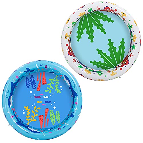 34'' Dinosaur & Ocean Inflatable Kiddie Pool Set, 2 Pack Summer Fun Swimming Pool for Kids Water Pool Baby Pool Pit Ball Pool for Ages 3+