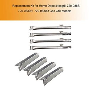 Sunshineey Gas Grill Replacement Parts Kit Stainless Steel Pipe Burner and Heat Plates for Home Depot Nexgrill 720-0830H, 720-0830D Model