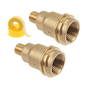 timsec 2pcs male 5042 qcc1 nut, propane gas fitting hose adapter with 1/4 inch male pipe thread and qcc type 1 male and pol female connector, 33ft ptfe gas line pipe thread tape for outdoor cooking