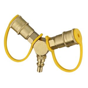 dumble 1/4in propane tank adapters lp gas line splitter 2 way hose tee y propane splitter – 2 propane quick connect ends