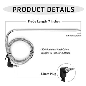 Replacement Meat Probe for Pit boss Pellet Grill and Pellet Smoker, 3.5mm Plug 2 Pack Meat Probes with Grills Clip Accessories (Upgraded Version)