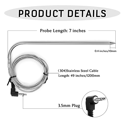 Replacement Meat Probe for Pit boss Pellet Grill and Pellet Smoker, 3.5mm Plug 2 Pack Meat Probes with Grills Clip Accessories (Upgraded Version)