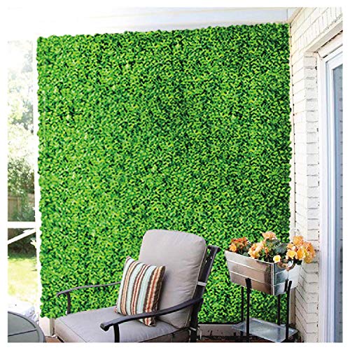 ECOOPTS 20" x 20" Artificial Grass Wall Faux Boxwood Panel Privacy Ivy Fence Screen Decoration for Backyard Garden Home Outdoor Indoor, Ivy, 6 Packs