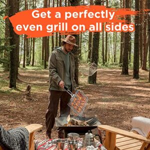 KARTALIO BBQ Stainless Steel Grill Basket,Barbecue Party Rustproof Grilling Basket, Large Folding Grilling baskets With Detachable Handle, Portable Outdoor Camping Accessories.