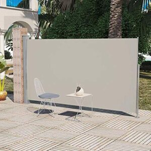 festnight patio retractable privacy wall folding side awning screen divider fence garden outdoor sun shade and wind scree for lawn terrace backyard gray 9.8 x 5.3 feet (l x h)
