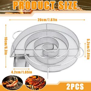 2 Pieces Cold Smoking Generator 7.87 Inch Pellet Smoker Tray Round Stainless Steel Cold Smoker Tube for BBQ Bacon Fish Salmon Meat Pork Cheese Meat, Hot or Cold Smoking on Grill and Smoker