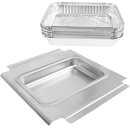 Hisencn 80580 Catch Pan Holder for Weber Q200 and Q300 Series Gas Grill, Drip Tray for Weber Q200 Q300 Q220 Q240 Q2000 Q2200 Q320 Collection Pan with 15 Pack Aluminum Foil Liner Replace Part for 41877