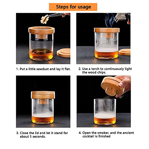 Cocktail Smoker Kit with Torch,4 Flavors of Wood Smoker Chips and Bourbon,with for Whiskey and Old Fashioned Drinks Smoker Infuser kit,Fine Whiskey Gift for Men,Dad,Husband,Anniversary(No Butane)