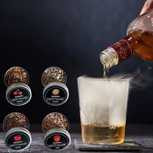 Cocktail Smoker Kit with Torch,4 Flavors of Wood Smoker Chips and Bourbon,with for Whiskey and Old Fashioned Drinks Smoker Infuser kit,Fine Whiskey Gift for Men,Dad,Husband,Anniversary(No Butane)