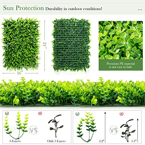 BestComfort 24PCS 24 inchesx16 inches Artificial Boxwood Panels, 64 Sq.ft Topiary Hedge Plant Privacy Screen, Patio Garden Privacy Fence Screen (24, inches), BComfort-70778-2OP